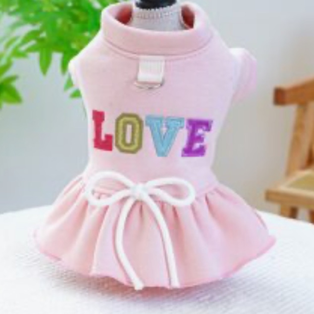 Cute! LOVE Pink Sweatshirt Dress Teacup Small Dog XS